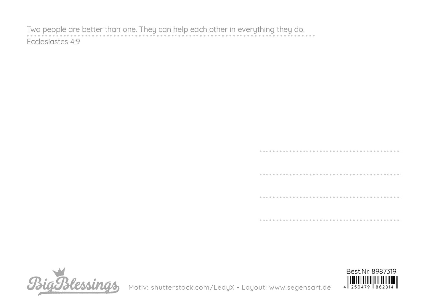 Better together (Postkarte Big Blessing im XL Format)
