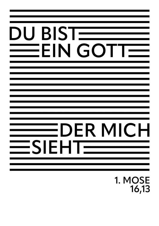 Du bist ein Gott, der mich sieht - Motiv Text Linien (Poster)