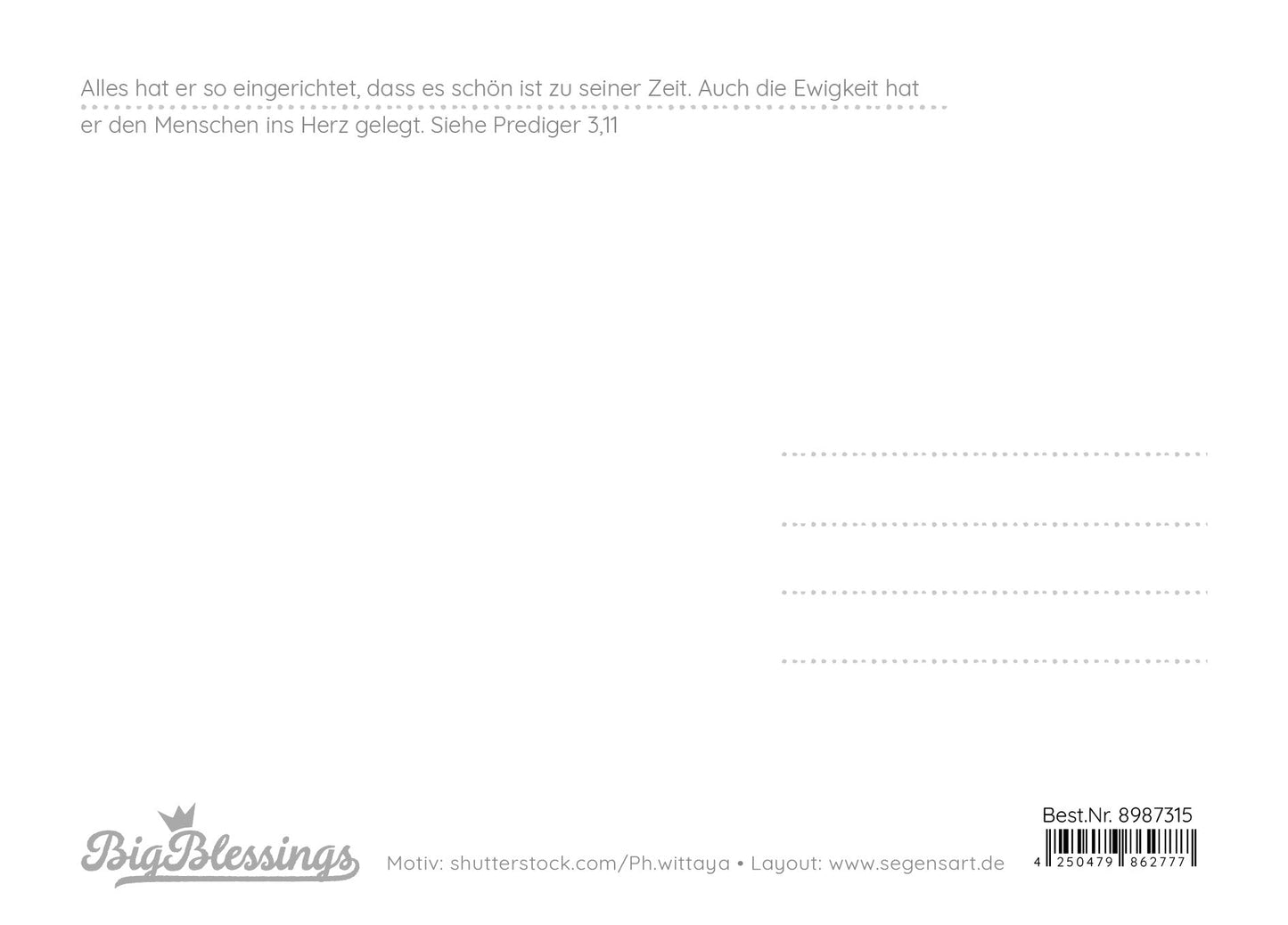 Einzigartige Schönheit (Postkarte Big Blessing im XL Format)