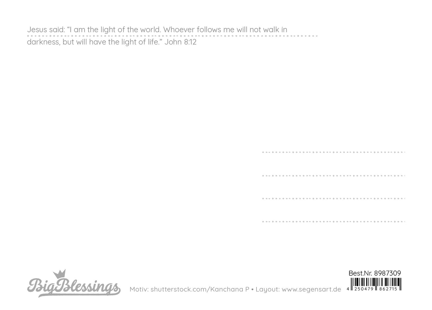 Follow him (Postkarte Big Blessing im XL Format)