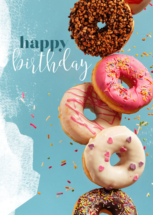Happy Birthday - Donuts (Doppelkarte Geburtstag)
