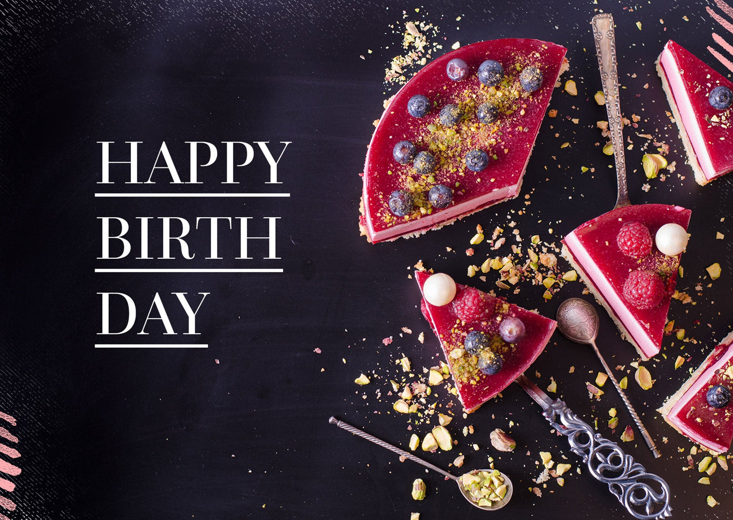 Happy Birthday - Tortenstück (Postkarte Geburtstag)