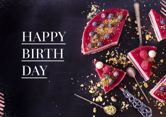 Happy Birthday - Tortenstück (Postkarte Geburtstag)